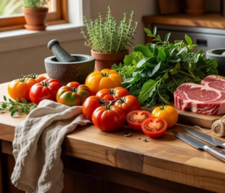 Assortment of fresh seasonal Australian ingredients arranged on a table