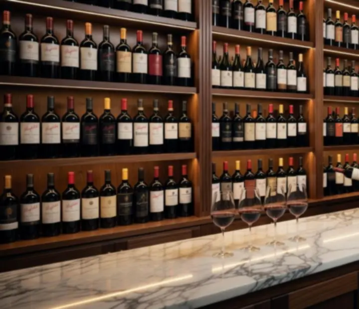 Elegant wine cellar with Australian and international bottles curated by a sommelier